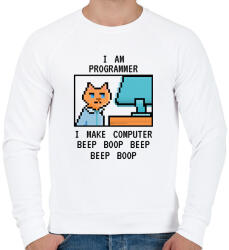 printfashion I am programmer (black) - Férfi pulóver - Fehér (7243992)