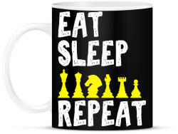 printfashion Eat, Sleep, Chess, Repeat - Bögre - Fekete (7333173)