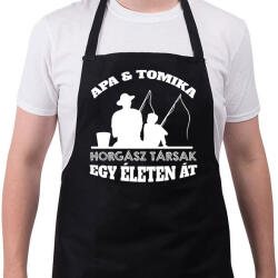 printfashion Horgász társ - Apa és fia névvel - Kötény - Fekete (13783831)
