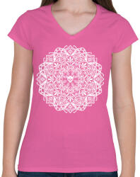 printfashion Koponyás mandala - Női V-nyakú póló - Rózsaszín (134304)