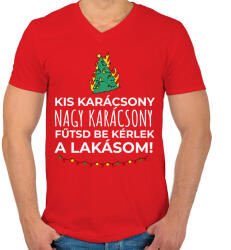 printfashion Karácsonyi rezsicsökkentés 4 - Férfi V-nyakú póló - Piros (11116404)