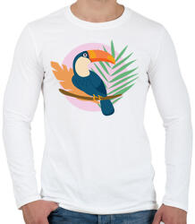 printfashion Tukán lila háttéren - Férfi hosszú ujjú póló - Fehér (5800892)