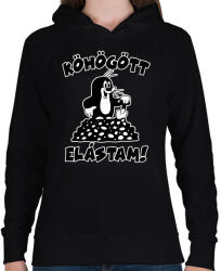 printfashion Köhögött elástam - Kisvakond - Női kapucnis pulóver - Fekete (2550733)