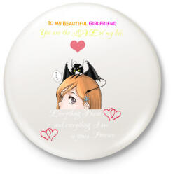 printfashion Orihime x Ulquiorra White Font - Kitűző, hűtőmágnes - Fehér (3076765)