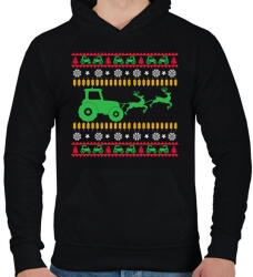 printfashion Traktoros karácsony - Férfi kapucnis pulóver - Fekete (11357730)