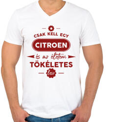 printfashion Csak kell egy Citroen - Férfi V-nyakú póló - Fehér (7200164)