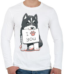 printfashion Husky love - Férfi hosszú ujjú póló - Fehér (4840339)
