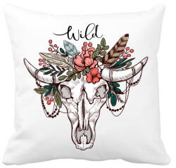 printfashion Wild Skull - Párnahuzat, Díszpárnahuzat - Fehér (390213)