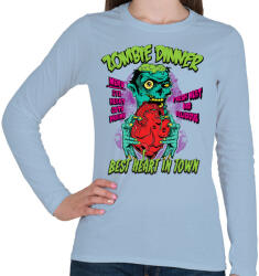 printfashion Zombi vacsi - Női hosszú ujjú póló - Világoskék (207874)