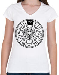 printfashion horoszkóp kos fekete - Női V-nyakú póló - Fehér (12665537)