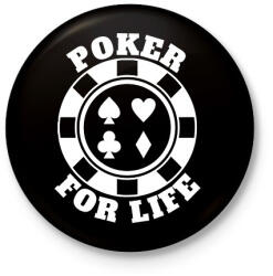 printfashion Poker for life - Kitűző, hűtőmágnes - Fekete (15555884)