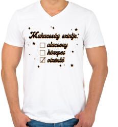 printfashion Makacsság szintje - Férfi V-nyakú póló - Fehér (8525161)