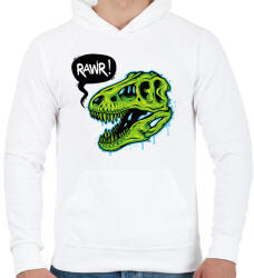 printfashion Rawr - Dinoszaurusz koponya - Férfi kapucnis pulóver - Fehér (6930722)