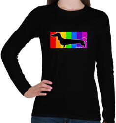 printfashion Tacskó szivárvány háttérben - Női hosszú ujjú póló - Fekete (13416813)