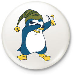 printfashion Pingvin-koktéllal - Kitűző, hűtőmágnes - Fehér (4194128)