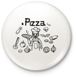 printfashion pizza chef - Kitűző, hűtőmágnes - Fehér (15709533)
