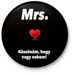 printfashion Mrs. - Kitűző, hűtőmágnes - Fekete (3095708)