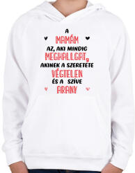 printfashion A mamám az, aki mindig meghallgat - Gyerek kapucnis pulóver - Fehér (7063323)