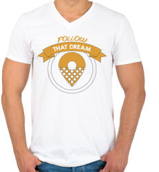 printfashion Kövesd azt az álmot - Taxis - Férfi V-nyakú póló - Fehér (7555138)