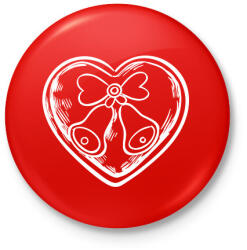 printfashion Karácsonyi csengős szív - Kitűző, hűtőmágnes - Piros (5685627)