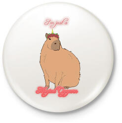 printfashion Capybara - Capycorn #2 - Kitűző, hűtőmágnes - Fehér (13781751)