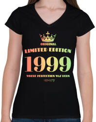 printfashion 1999 - Női V-nyakú póló - Fekete (4469907)