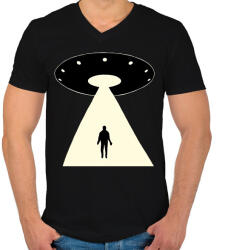 printfashion UFO - Férfi V-nyakú póló - Fekete (13034018)
