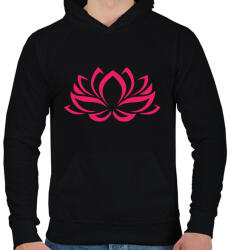 printfashion Lótusz - Férfi kapucnis pulóver - Fekete (4551537)