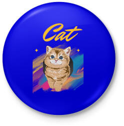 printfashion CAT - Kitűző, hűtőmágnes - Királykék (14687549)