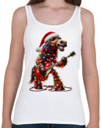 printfashion Vicces karácsonyi gitáros rocker party ló - Női atléta - Fehér (15231414)