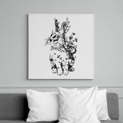 printfashion nyuszi virágokkal fekete - Vászonkép - Fehér (14454193)