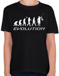 printfashion horgász evolúcio fehér - Gyerek póló - Fekete (5801326)