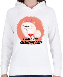 printfashion I HATE VALENTINE DAY - Női kapucnis pulóver - Fehér (2146133)