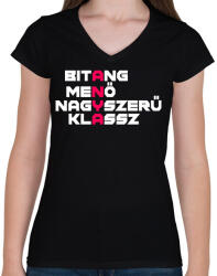 printfashion A. N. Y. A. - Női V-nyakú póló - Fekete (2522272)