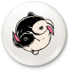 printfashion Nyuszi Jin Jang - Kitűző, hűtőmágnes - Fehér (4780367)