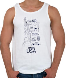 printfashion I LOVE USA - Férfi atléta - Fehér (10649474)