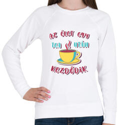 printfashion Az élet egy tea után kezdődik - Női pulóver - Fehér (7252579)