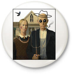 printfashion American gothic- Parody - Kitűző, hűtőmágnes - Fehér (7297629)