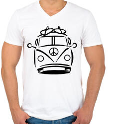 printfashion Autó - Férfi V-nyakú póló - Fehér (2789382)