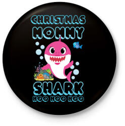 printfashion Christmas Mommy Shark - Kitűző, hűtőmágnes - Fekete (3991128)