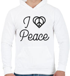 printfashion I love peace - Férfi kapucnis pulóver - Fehér (10645885)