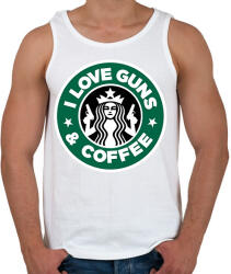 printfashion I love guns and coffee - Férfi atléta - Fehér (1400773)