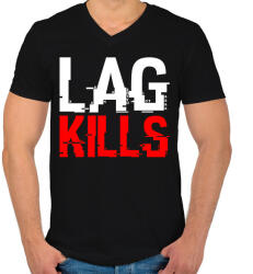 printfashion Lag Kills - Férfi V-nyakú póló - Fekete (2660587)