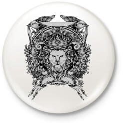 printfashion Oroszlán trón - Kitűző, hűtőmágnes - Fehér (3075513)