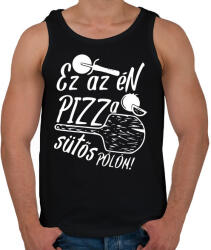 printfashion Pizza sütős pólóm - Férfi atléta - Fekete (5377690)