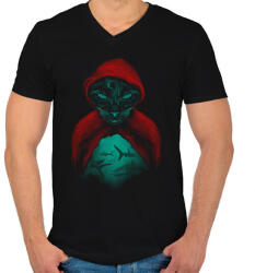 printfashion Macskacápák - Férfi V-nyakú póló - Fekete (26959)