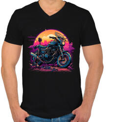 printfashion Motorsport - Férfi V-nyakú póló - Fekete (14034602)