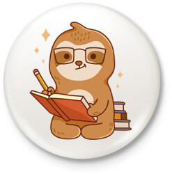 printfashion Tanuló lajhár - Kitűző, hűtőmágnes - Fehér (11966438)