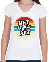 printfashion BITCOIN 4 EVER 49 - Női V-nyakú póló - Fehér (6116018)