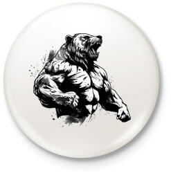 printfashion Gym bear - Kitűző, hűtőmágnes - Fehér (16176256)